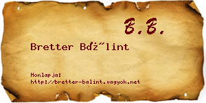 Bretter Bálint névjegykártya